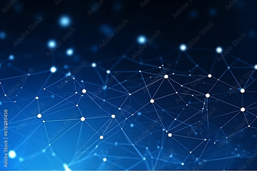 Layered Blue Network Abstraction with Dots and Lines. Creative Background. Layered Blue Network Abstraction with Dots and Lines. Creative Background.