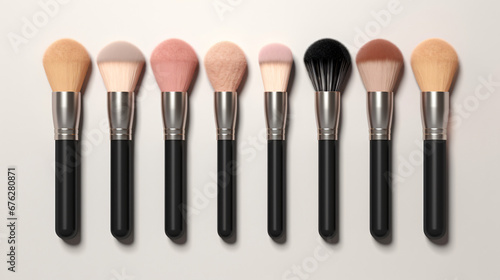 Realistic 3D Render of Makeup Brushes top view