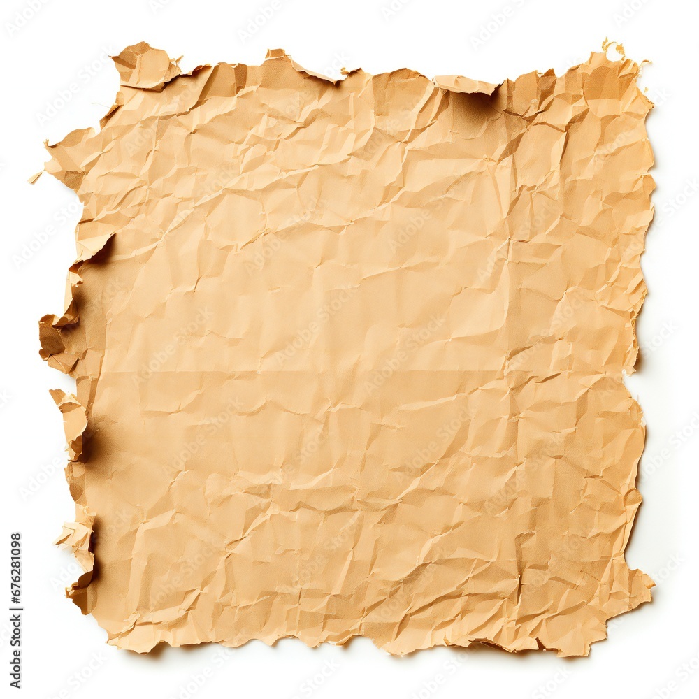 Torn cardboard paper isolated on white background Generative AI 