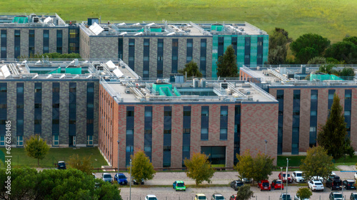 Photography Aerial view of the Faculty of Economics of Tor Vergata University, located in Rome, Italy