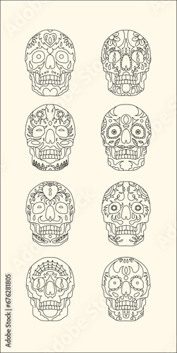 Set of Skull Vector Illustration Set