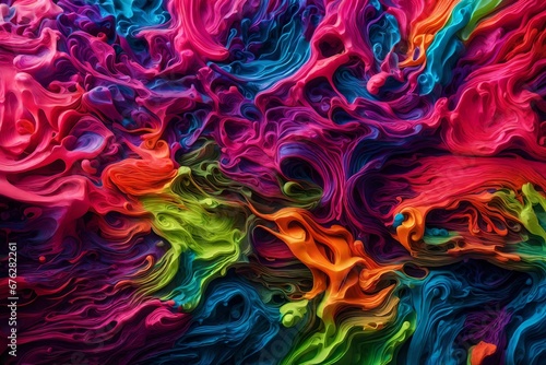 A neon symphony of colors, each note represented by a different liquid hue