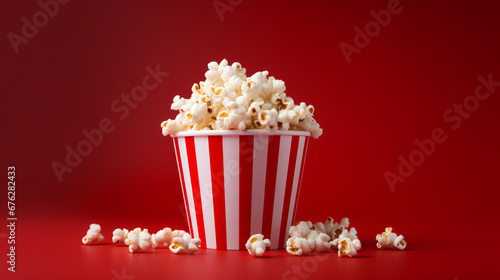 Red and white bucket of popcorn. stop motion