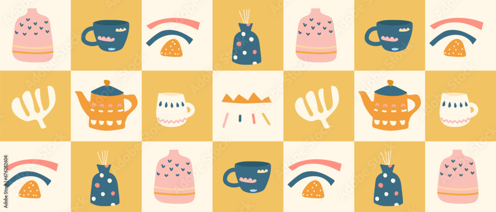 tableware pattern. Kitchen pattern for textile, tablecloth, home decor. tableware pattern. Kitchen pattern for textile, tablecloth, home decor.