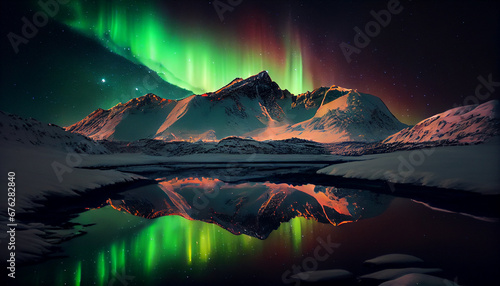 Aurora and mountains