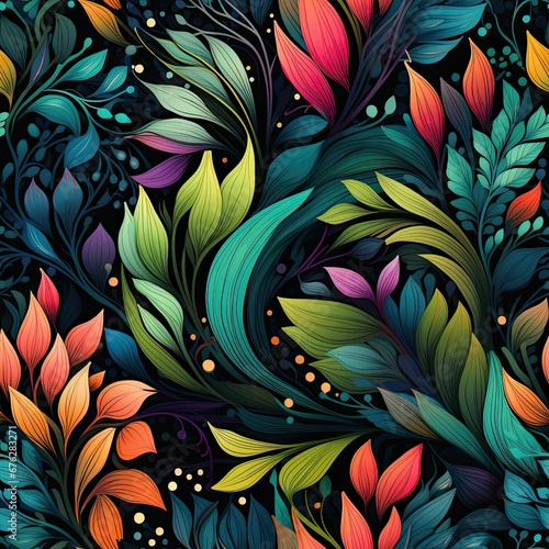Wallpaper Mural Floral Seamless Pattern. Bright and colourful Torontodigital.ca