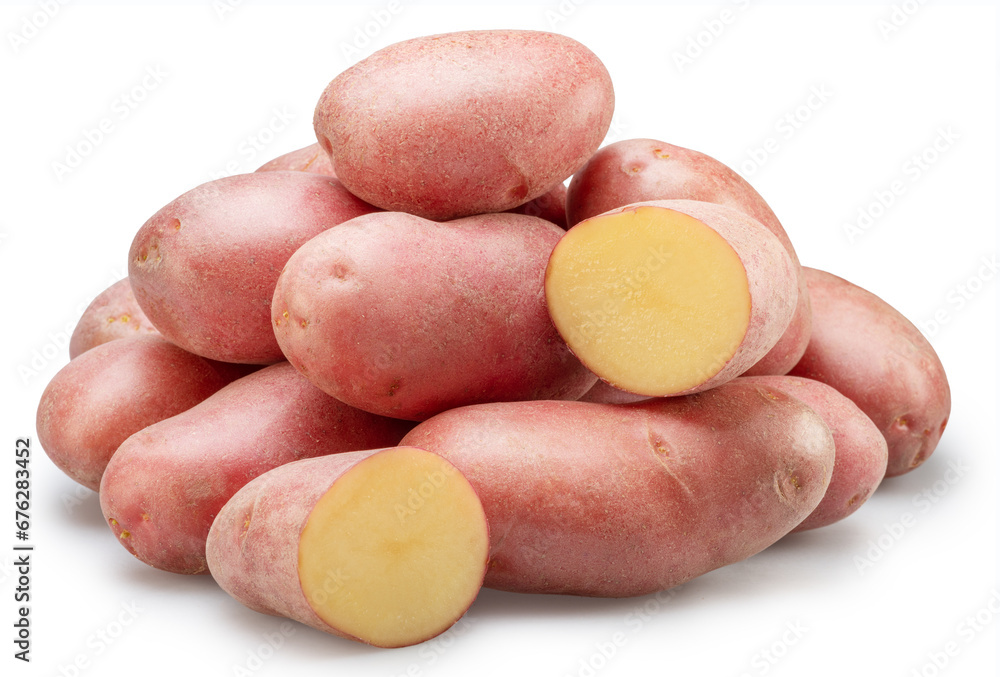 Red-skinned potato tubers on white background. File contains clipping path. Red-skinned potato tubers on white background. File contains clipping path.