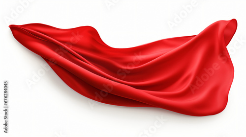 Red cloth flying isolated on white background