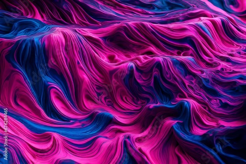 Neon pink and sapphire in a mesmerizing liquid tapestry.