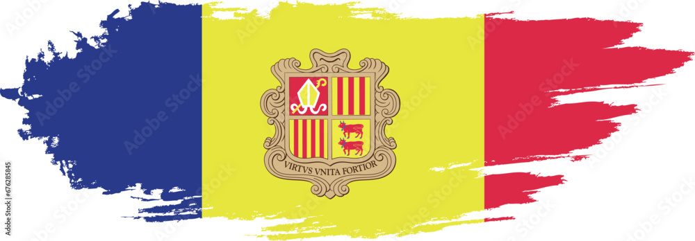Obraz premium Andorra flag on brush paint stroke. 