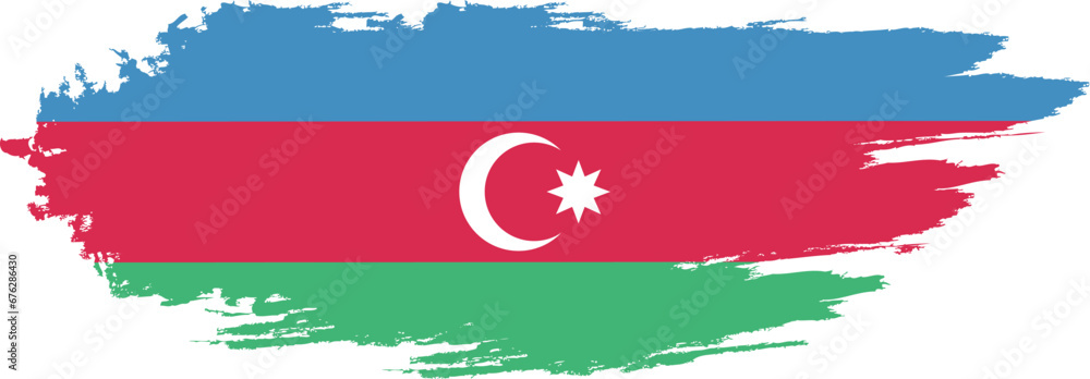 Azerbaijan flag on brush paint stroke.
Azerbaijan flag on brush paint stroke.