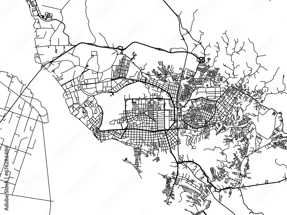 Vector road map of the city of Barrancabermeja in Colombia with black