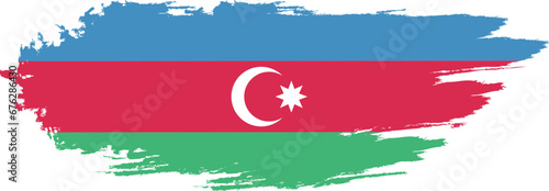 Azerbaijan flag on brush paint stroke. 