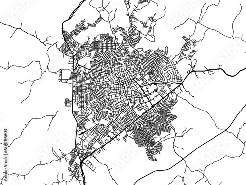 Vector road map of the city of Sincelejo in Colombia with black roads on a white background. photo