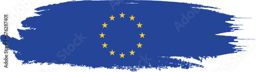 EU flag on brush paint stroke. 
