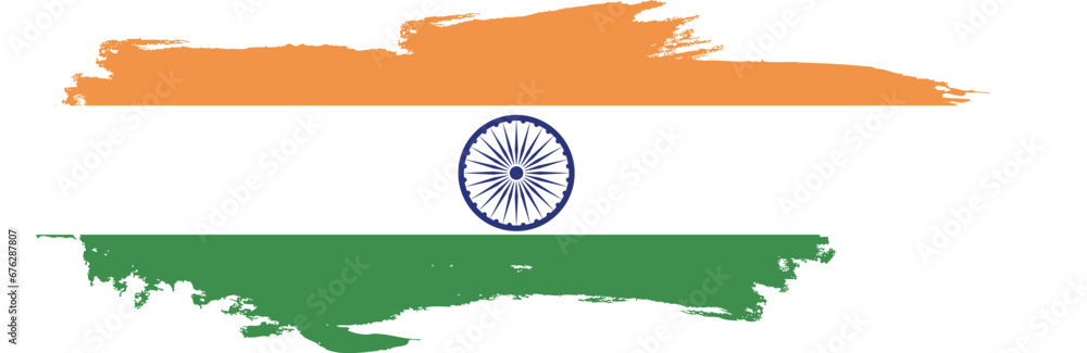 India flag on brush paint stroke.