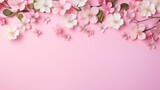 Spring flowers on pink background