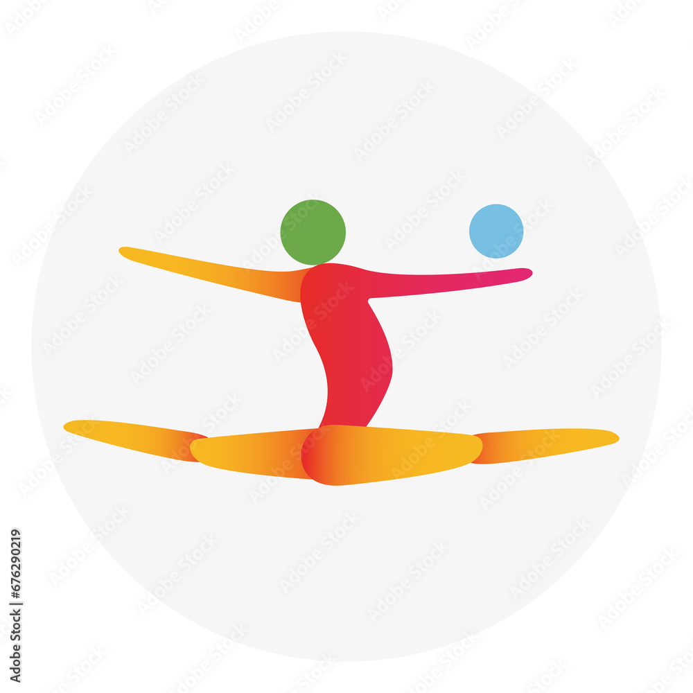 Artistic gymnastics competition icon. Colorful sport sign.