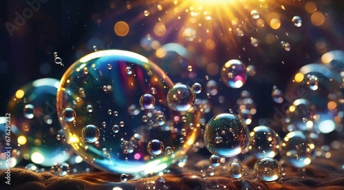 Abstract background with iridescent soap bubbles. .AI