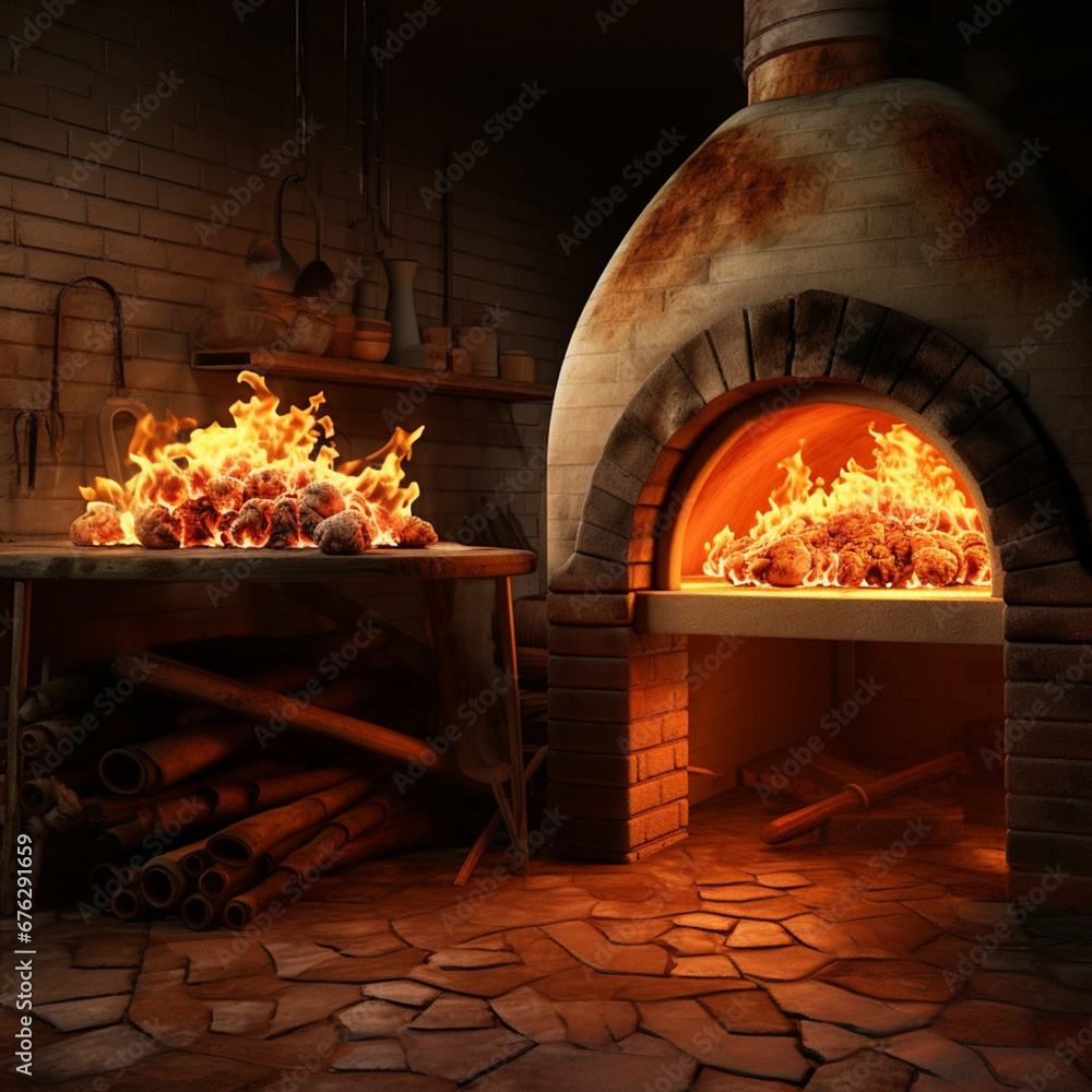 Obraz premium Wood-burning pizza oven