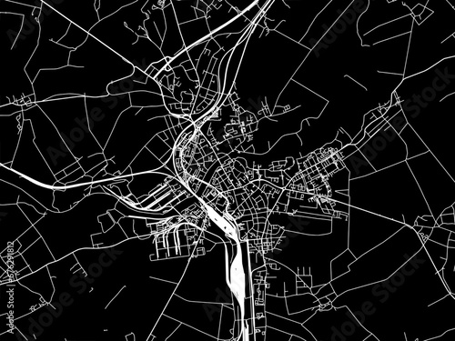 Vector road map of the city of Prerov in the Czech Republic with white roads on a black background. photo