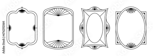 Vector set of design elements and illustrations in simple linear style - boho arch logo design elements and frames for social media stories and posts..