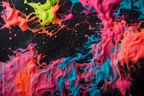 A neon ink spill spreading across a canvas, creating a chaotic yet mesmerizing pattern