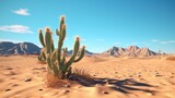 Cactus in the desert. Cactus panorama. Cactus in desert. Dry desert cactus