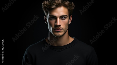 man in black shirt in black background