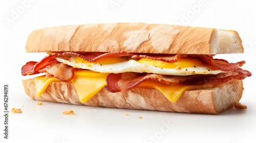 Sandwich with bacon cheese and egg isolated on white background
