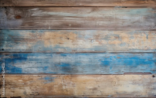 Vintage multicolored wood frescoes background, Multicolored aged wooden texture. Pastel blue and beige colors.