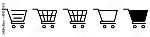 Shopping basket vector icon. Shopping cart line and flat icon. Full and empty shopping cart. Icon set on white background for you design EPS 10 photo