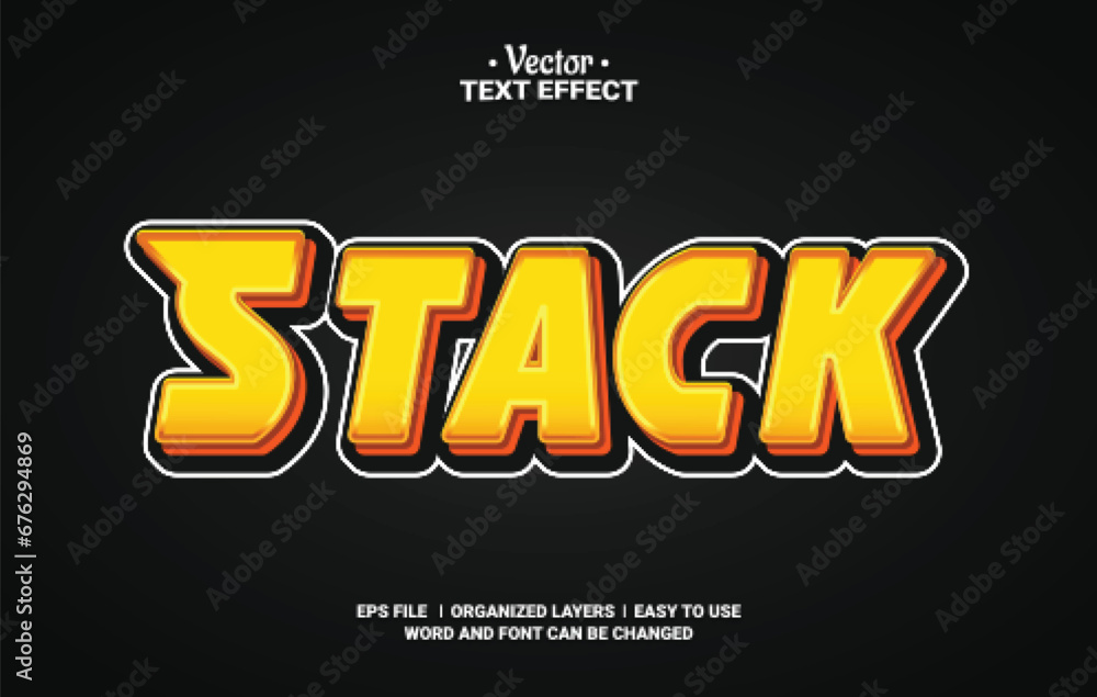 Fototapeta premium Stack Editable Vector Text Effect.