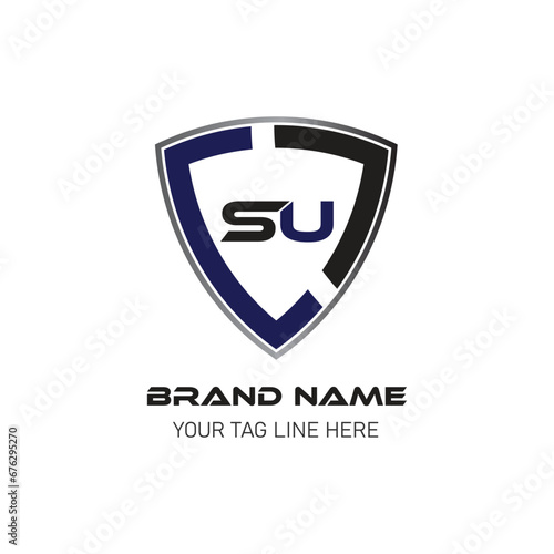 SU BRAND LETTER LOGO DESIGN VECTOR shield logo