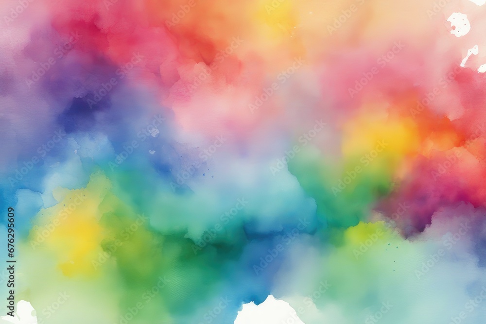 Abstract colorful rainbow color painting illustration - watercolor splashes