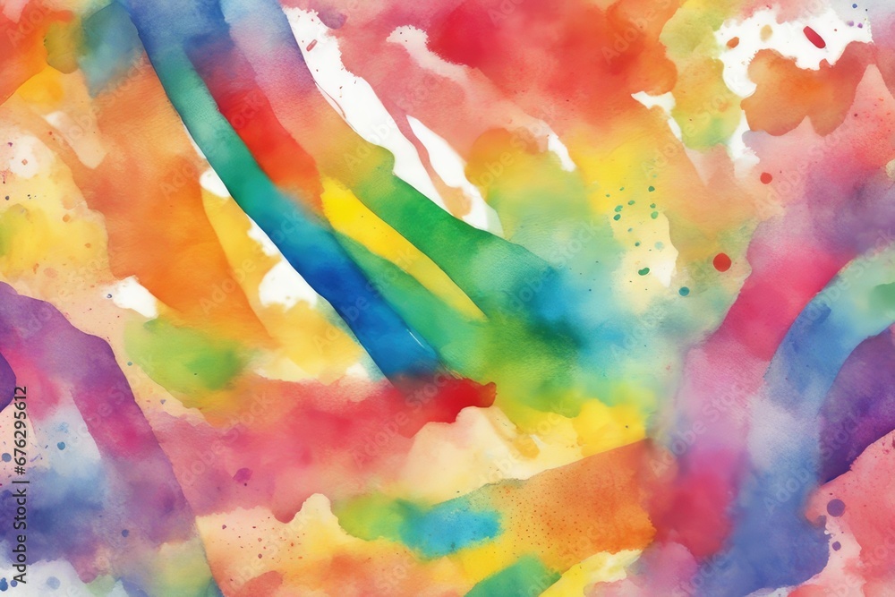 Abstract colorful rainbow color painting illustration - watercolor splashes