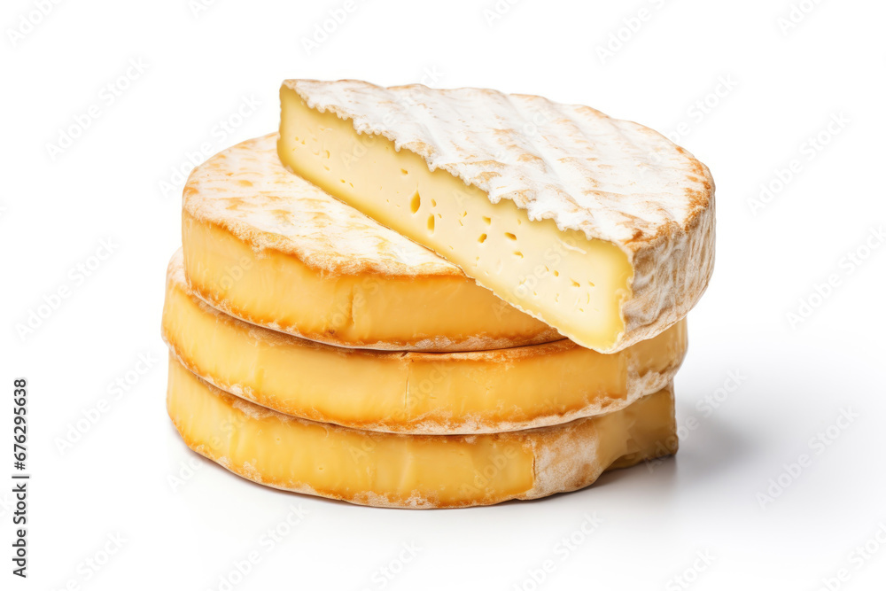 Soft washed rind cheese on white background