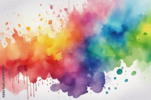 Abstract colorful rainbow color painting illustration - watercolor splashes