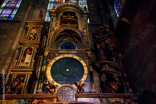 Astronomical clock in the Cathedral of Our Lady of Strasbourg in Strasbourg  France