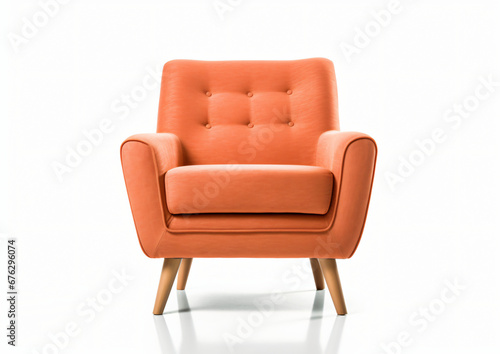 Simple vintage color sofa chair from the side isolated on white background