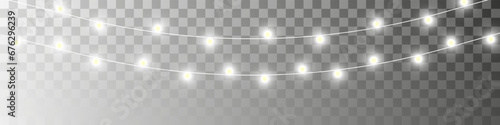 Glowing realistic garland on a transparent background. Christmas lights. Realistic garland for your design. Stock illustration EPS 10