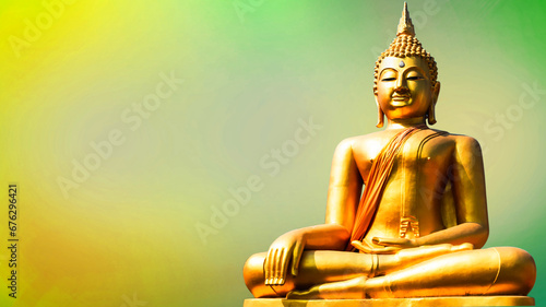 Budha golden you from nature stone ancient ancient times cliping part