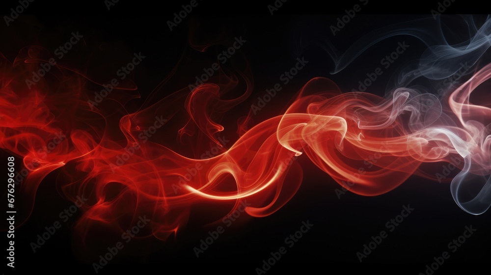 Fototapeta premium Red abstract smoke on black background. Smoke background