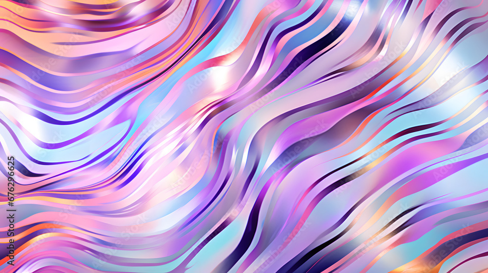Seamless iridescent silver abstract wavy marble or tiger stripe background texture. Trendy holographic metallic mirror foil pastel prism light effect marble texture. Generative Ai Seamless iridescent silver abstract wavy marble or tiger stripe background texture. Trendy holographic metallic mirror foil pastel prism light effect marble texture. Generative Ai