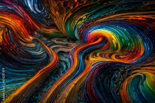 A liquid rainbow twisting and turning in an ever-changing mosaic
