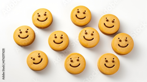 Smiley cookies isolated on white background