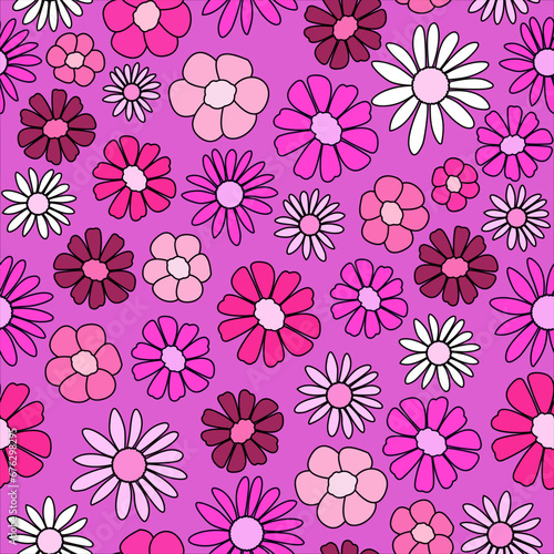 pink vintage flower with retro style. ditsy floral print seamless pattern. bohemian style. good for fabric, fashion design, summer dress, pajama, wallpaper, background, textile.