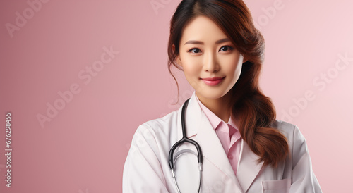 young beautiful female doctor wearing white medical ,happy friendly woman general practitioner nurse posing in hospital office, portrait.