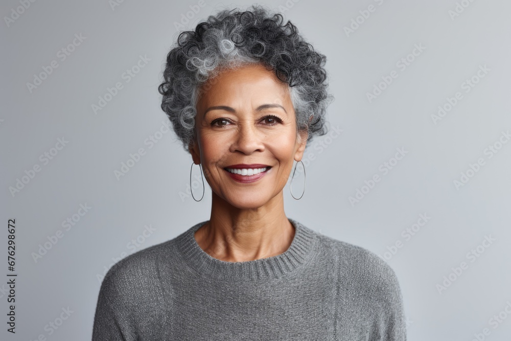 Studio portrait of an elderly beautiful, healthy woman. Lady skin and face care procedures. Concept of health, rejuvenation, plastic surgery and wellness. - obrazy, fototapety, plakaty 