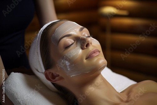 a beautiful young woman receiving a revitalizing facial treatment at the resort's spa, highlighting the importance of skincare and rejuvenation in wellness